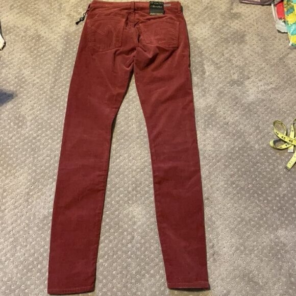 NWT Citizens of Humanity Cinnabar Rust Maroon Corduroy Skinny Jeans Fall Sz 24 - Picture 7 of 9